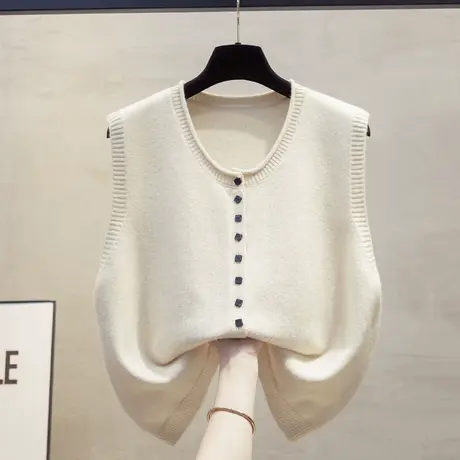 开衫圆领针织马甲背心女2025春秋新款宽松外穿马夹叠穿毛衣坎肩潮商品大图
