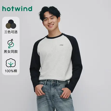 热风2025年秋季新款男士拼色基本长T商品大图