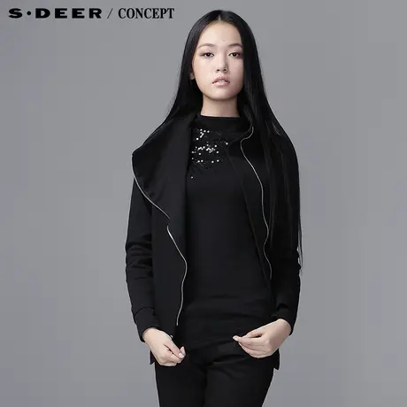 sdeer圣迪奥2014春装新款女装斜门襟竖领帅气女式上衣外套3382275图片