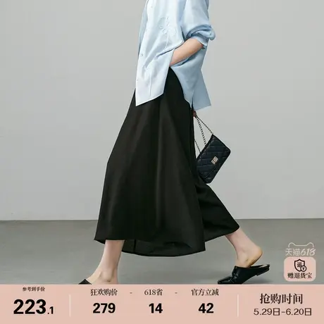 娅丽达轻奢醋酸大摆围裙裤女2025夏新款垂顺裤子半身伞裙状阔腿裤商品大图