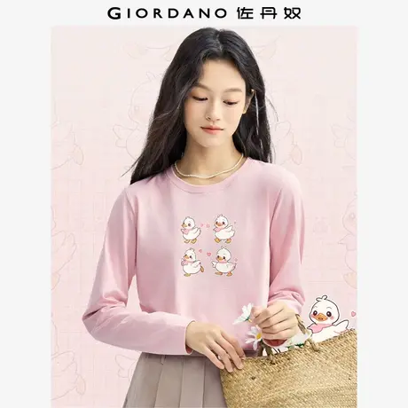 佐丹奴T恤女装纯棉印花圆领长袖T恤 69394345商品大图