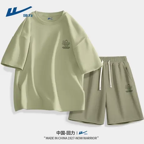 回力夏季套装男士2025新款美式潮流一套青少年运动休闲衣服男款D图片