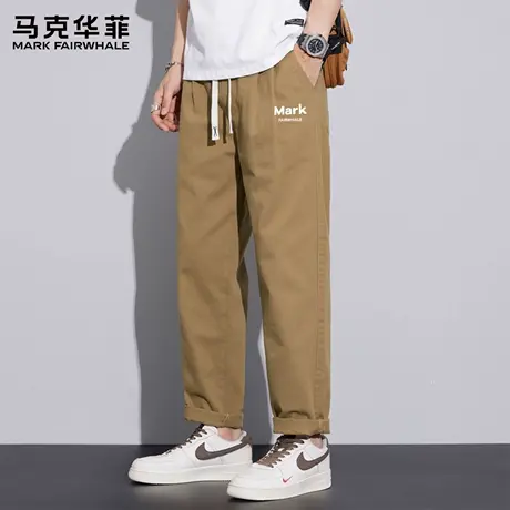 马克华菲纯棉休闲裤男士夏季2025新款美式直筒阔腿潮牌长裤子男X商品大图