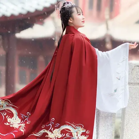 如梦霓裳汉服女斗篷绣花生肖辰龙绣花加绒加厚外搭保暖非古装冬季商品大图