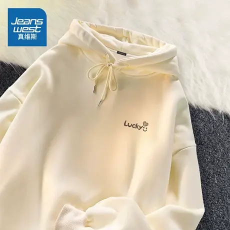 HG真维斯早秋卫衣女2025新款秋季慵懒松弛感外套女士休闲连帽上衣商品大图