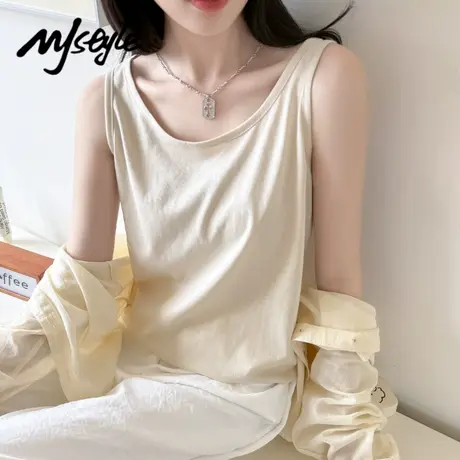 MJ STYLE吊带背心女2025夏季新款外穿宽松遮肉打底内搭无袖上衣图片
