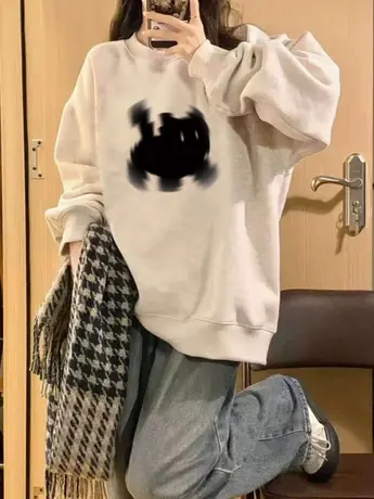 美式卡通卫衣oversize大码宽松薄款早秋新款女装ins洋气减龄上衣图片