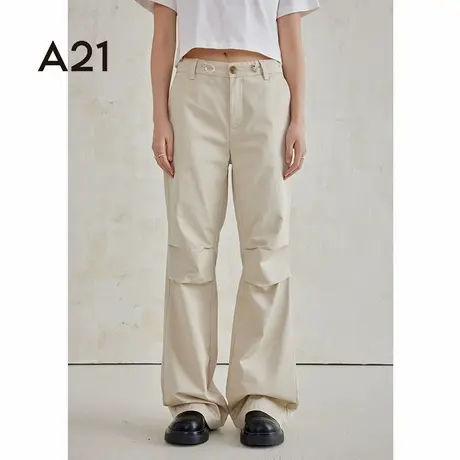 A21女装喇叭长裤女生夏季阔腿时尚拖地微喇伞兵裤子商品大图