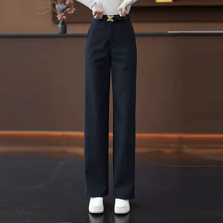 天丝棉窄版直筒裤女宽松显瘦夏季2025年新款高腰西装裤子阔腿休闲商品大图