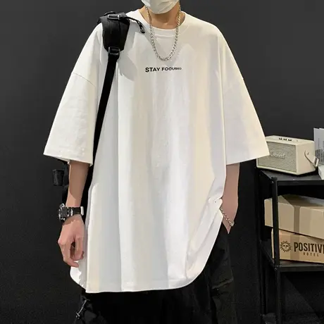 回力短袖t恤男日系简约纯棉重磅男装宽松潮流美式上衣服夏季薄款图片