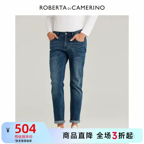 ROBERTA诺贝达春潮流水洗休闲牛仔裤复古磨白休闲牛仔裤男装图片
