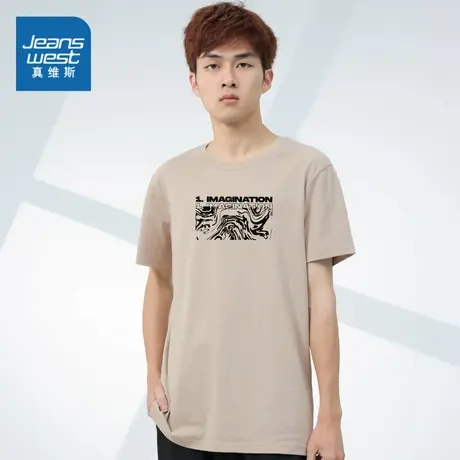 DE真维斯男装潮流印花休闲T恤衫2023夏季新款 男式短袖学生衣服图片