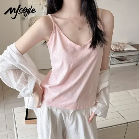 MJ STYLE美式复古背心女2025夏季新款修身显瘦无袖T恤纯欲上衣图片