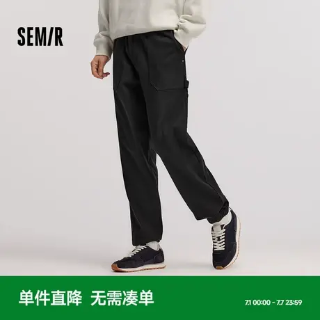 [商场同款]森马休闲裤男2024冬季新款时尚工装裤宽松束脚裤子抽绳商品大图