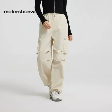 美特斯邦威伞兵裤女士2025秋季新款山系美式工装直筒户外长裤ZZ图片