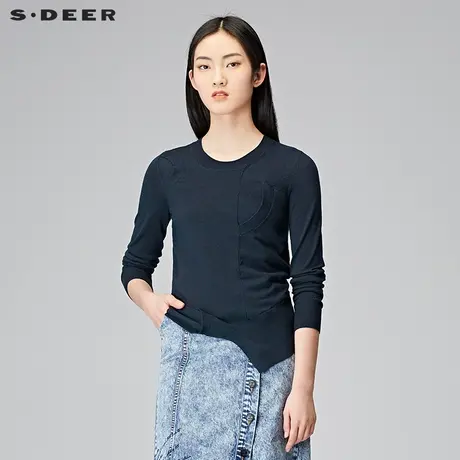 sdeer圣迪奥年新款女装春不规则花样针织短款针织衫S18183509图片