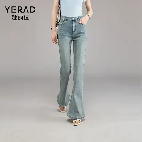 娅丽达复古高弹喇叭裤修身显瘦微喇牛仔裤女2024夏季新款马蹄裤潮商品大图