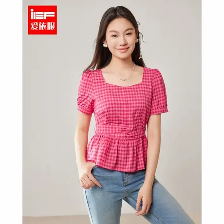IEF/爱依服大码女装2025夏季新款微胖法式甜美淑女气质显瘦裙上衣商品大图