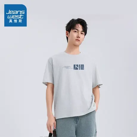 XC真维斯男装2025夏季新款美式潮流纯棉重磅宽松休闲短袖T恤男商品大图