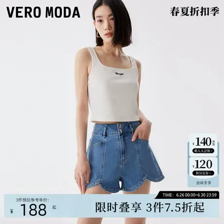 Vero Moda短裤女2024春夏新款高腰A字休闲简约气质牛仔商品大图