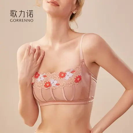 大胸显小胸内衣女防走光抹胸性感蕾丝无钢圈收副乳聚拢文胸罩套装商品大图