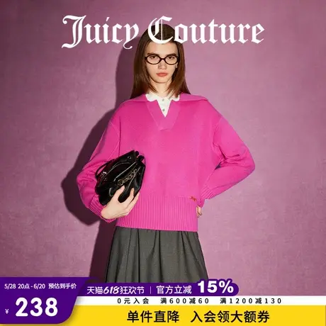 Juicy Couture橘滋春夏新款穿搭女装针织毛织上衣时尚玫红毛衣女商品大图