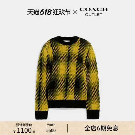 COACH/蔻驰奥莱女士格纹毛针织衫毛衣图片
