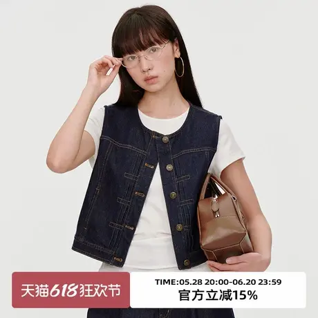 omont蛋挞家 复古原色水洗牛仔马甲背心2025春松弛高级感时尚上衣商品大图