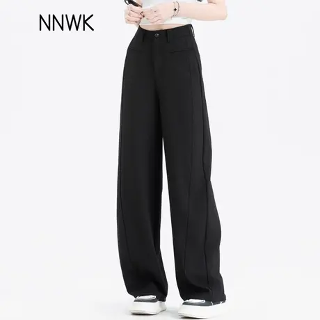 黑色阔腿香蕉休闲裤女2025新款春季高腰显瘦垂感西装裤窄版直筒裤商品大图