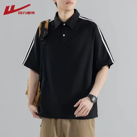 回力美式纯棉短袖POLO衫男士夏季2025新款复古宽松T恤男生上衣服商品大图