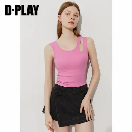 DPLAY2025年夏季新款粉色背心女一体式胸垫短款多巴胺内搭上衣商品大图
