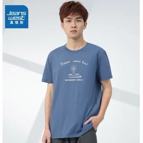 DE真维斯男装流行图案圆领短袖上衣 2024夏季新款 男款半袖衣服潮商品大图