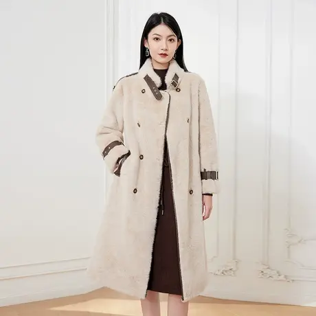 希区瑞普新款气质环保仿皮草皮毛一体女外套大衣百搭过膝长款商品大图