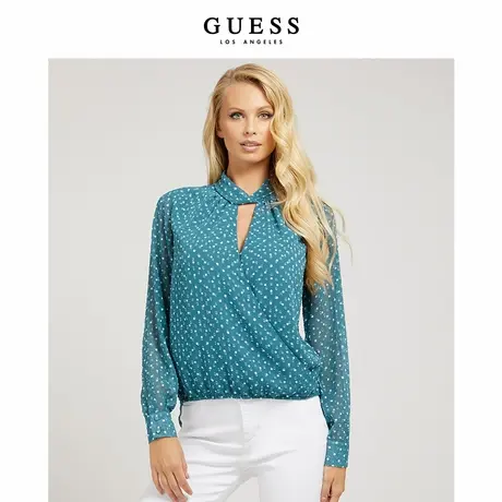 GUESS女士雪纺气质文艺圆点极简通勤衬衫W2RH18WEE82图片