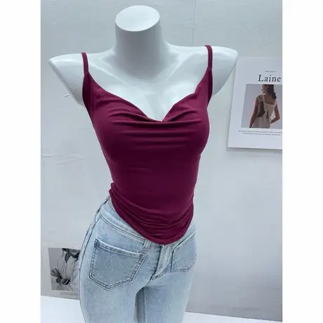 吸睛神器~性感女人味荡领吊带背心女修身百搭显身材露背上衣春夏图片