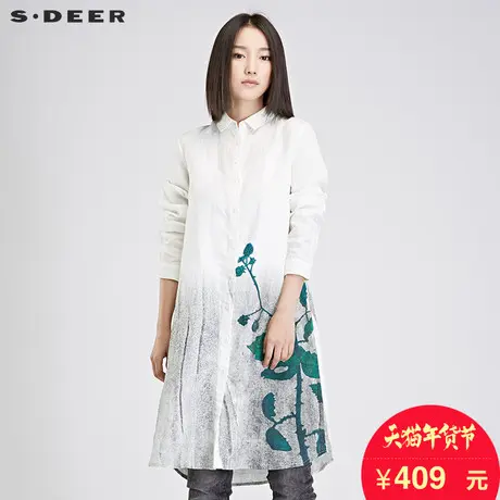 sdeer圣迪奥具象笔触勾勒印花长袖衬衫S16480504图片