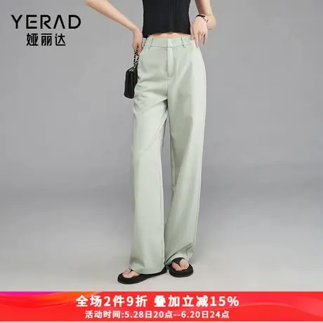 娅丽达女裤2025夏季新款阔腿牛仔裤女薄款直筒裤黑色长裤商品大图