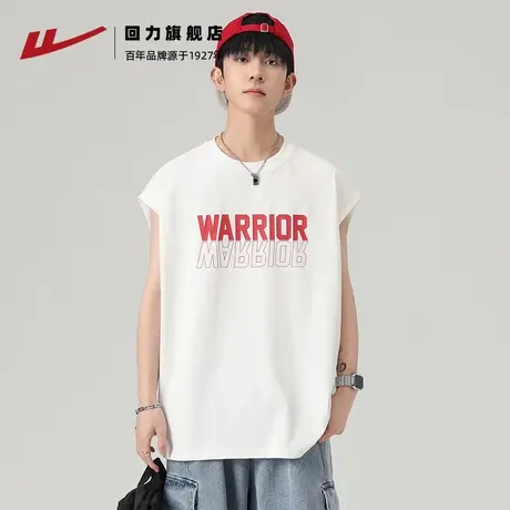 回力纯棉无袖t恤男款夏季薄款运动宽松休闲上衣印花外穿坎肩背心图片