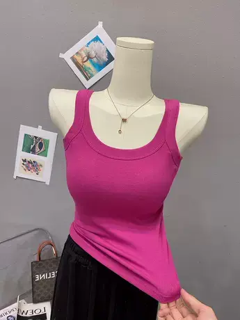 超级百搭~修身显瘦背心纯色简约内搭2022年夏季新款螺纹无袖T恤女图片