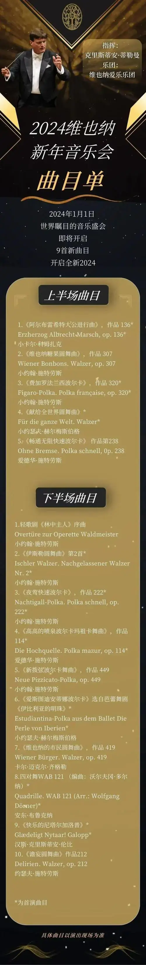 2024维也纳新年音乐会节目单来了!