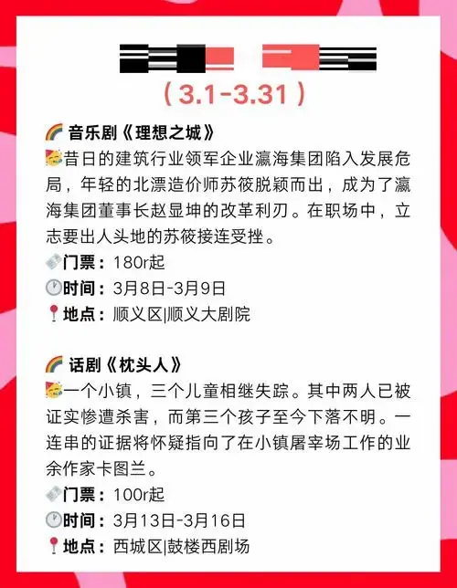 北京3月必看话剧音乐剧指南!
