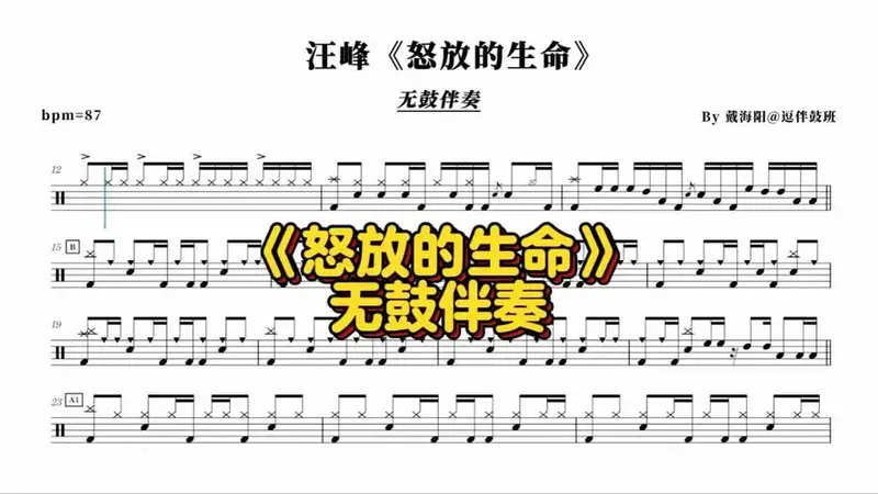 汪峰《怒放的生命》无鼓伴奏动态鼓谱