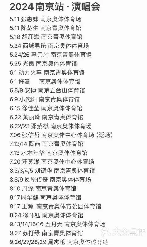 2024南京演唱会合集来啦!-大众点评