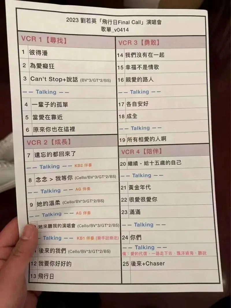 刘若英演唱会最新歌单来啦 请收藏🍃