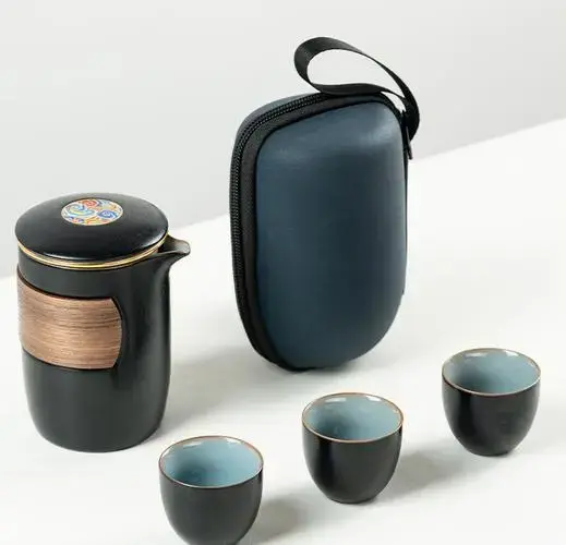 七彩祥云户外旅行茶具套装,露营好伴侣