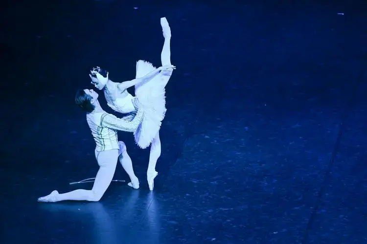 上海大剧院,上海芭蕾舞团演员在演出上芭经典版《天鹅湖》的精彩片段