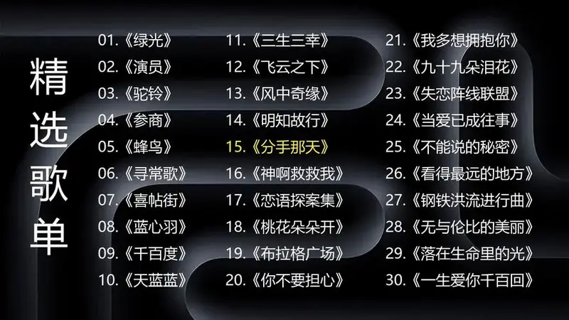 精选歌单《 绿光》《演员》《驼铃》《参商》《蜂鸟