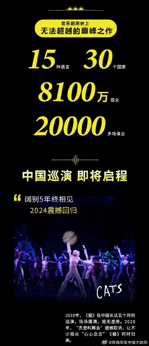 世界经典原版音乐剧《猫》cats中国巡演 珠海站首轮现已开票!