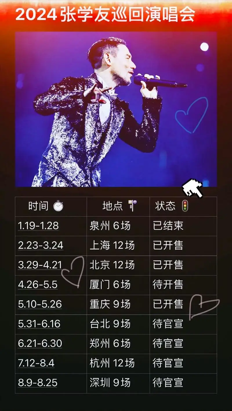 2024年张学友巡回演唱会开启.#上热门 24年歌神巡演来 - 抖音