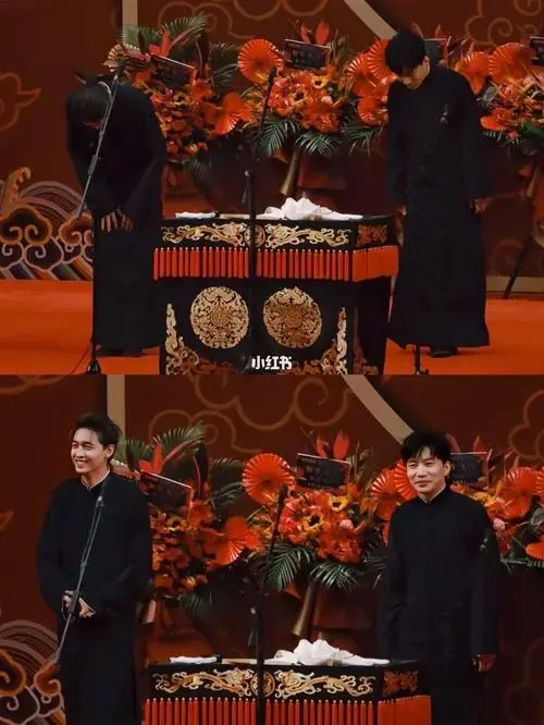 相声演员秦霄贤何九华上台鞠躬